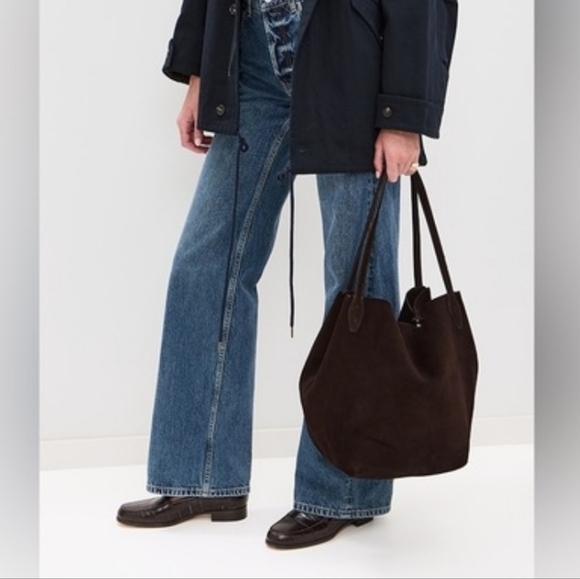 Madewell The Shopper Tote Brown Carob Suede Leather Slouchy Tote Shoulder Bag - Picture 2 of 8